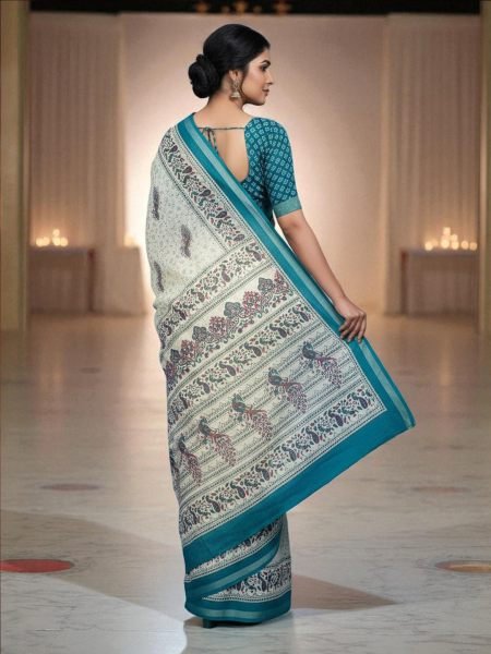 Vibrant All Over Digital Print Pure Cotton Saree  Printed Sarees