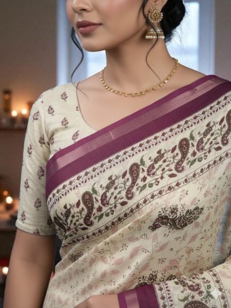 Vibrant All Over Digital Print Pure Cotton Saree  Printed Sarees