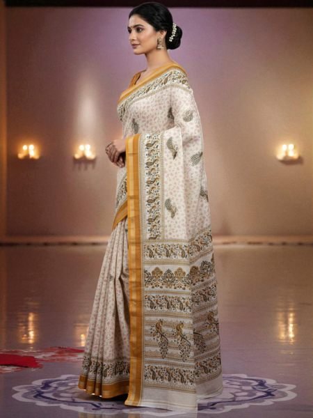 Vibrant All Over Digital Print Pure Cotton Saree  Printed Sarees