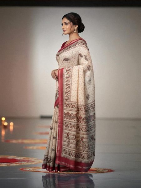 Vibrant All Over Digital Print Pure Cotton Saree  Printed Sarees