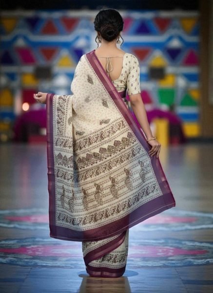 Vibrant All Over Digital Print Pure Cotton Saree  Printed Sarees