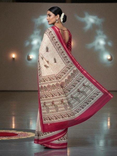 Vibrant All Over Digital Print Pure Cotton Saree  Printed Sarees