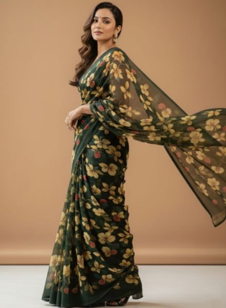 Vibrant Floral Print Georgette Ready to Wear Saree Saree
