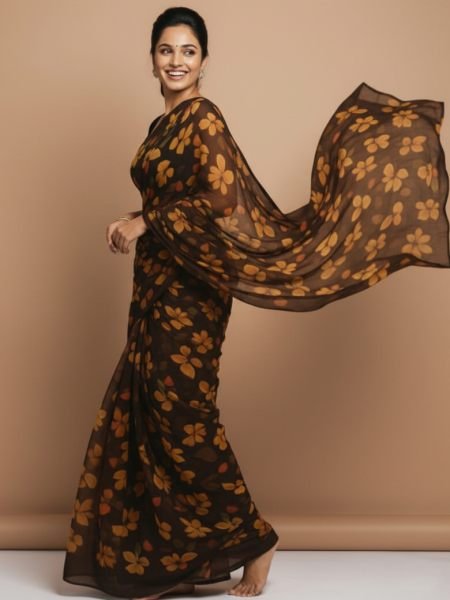 Vibrant Floral Print Georgette Ready to Wear Saree Saree