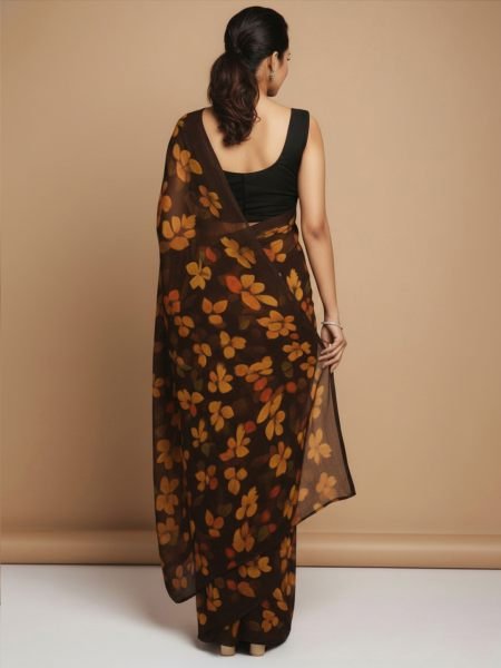 Vibrant Floral Print Georgette Ready to Wear Saree Ready To Wear Sarees