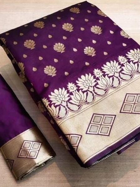 Wine Banarasi Pure Silk Saree with Gold Zari for Weddings Sale