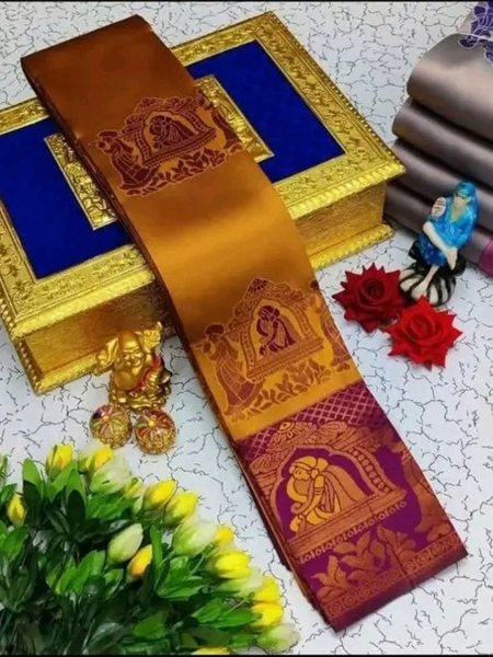 Woman s Pattu Silk Kanjivaram Style Woven Saree with Unstitched Blouse Daily Deals