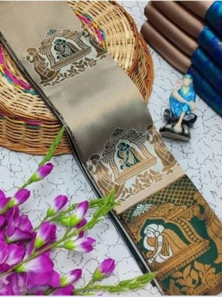 Woman s Pattu Silk Kanjivaram Style Woven Saree with Unstitched Blouse Daily Deals
