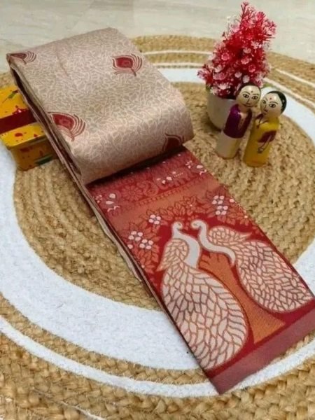 Woman s Pattu Silk Kanjivaram Style Woven Saree with Unstitched Blouse Daily Deals