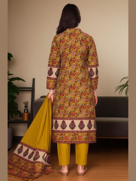 Women s Cotton Floral Printed Kurta Set with Dupatta Kurta Sets