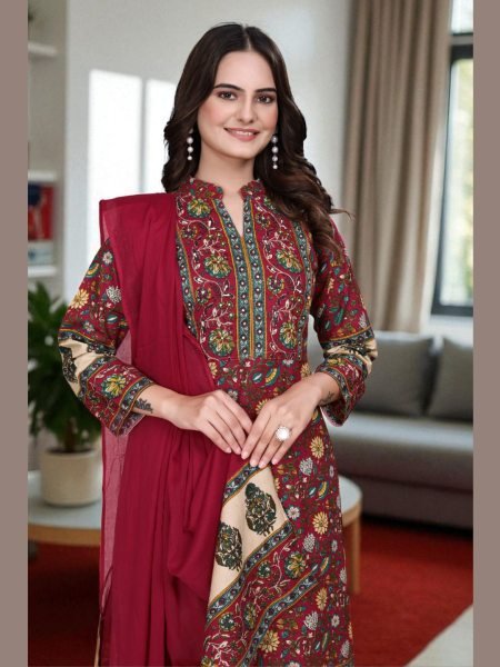Women s Cotton Floral Printed Kurta Set with Dupatta Kurta Sets
