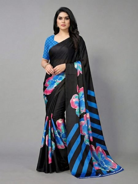 Women s Soft Satin Silk Digital Printed Saree Daily Deals