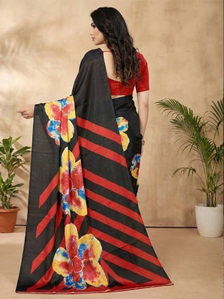 Women s Soft Satin Silk Digital Printed Saree Silk Sarees