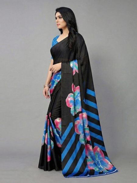 Women s Soft Satin Silk Digital Printed Saree Silk Sarees