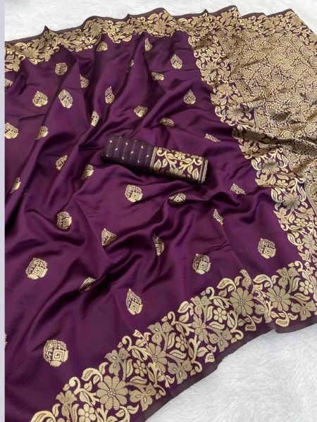 Woven Banarasi Jacquard Pure Silk Saree with Unstitched Blouse Piece Daily Deals
