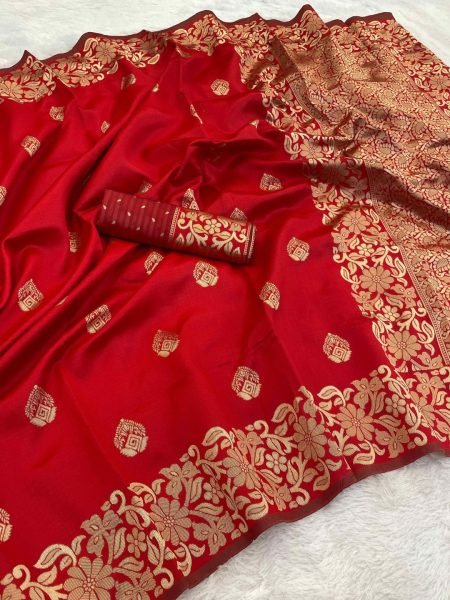 Woven Banarasi Jacquard Pure Silk Saree with Unstitched Blouse Piece Daily Deals