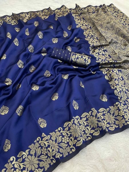 Woven Banarasi Jacquard Pure Silk Saree with Unstitched Blouse Piece Daily Deals
