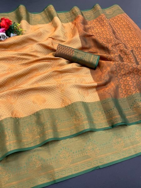 Woven Kanjivaram Soft Silk Copper Rich Pallu Saree Daily Deals
