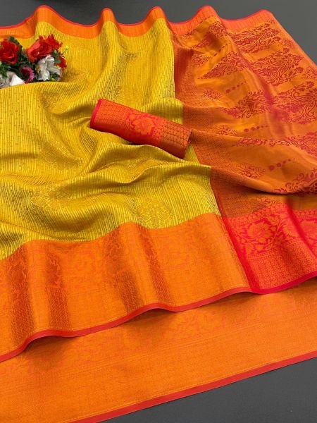 Woven Kanjivaram Soft Silk Copper Rich Pallu Saree Daily Deals