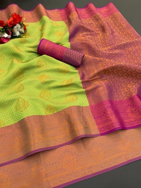Woven Kanjivaram Soft Silk Copper Rich Pallu Saree Daily Deals