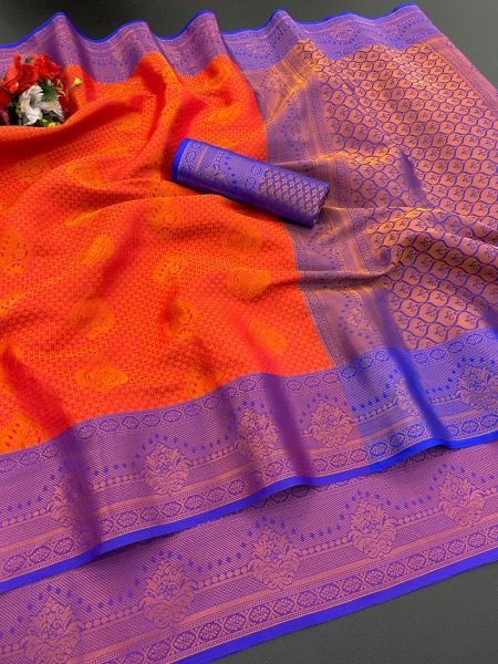 Woven Kanjivaram Soft Silk Copper Rich Pallu Saree Daily Deals