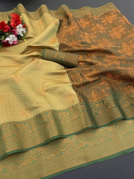 Woven Kanjivaram Soft Silk Copper Rich Pallu Saree Daily Deals