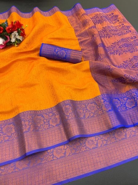 Woven Kanjivaram Soft Silk Copper Rich Pallu Saree Daily Deals