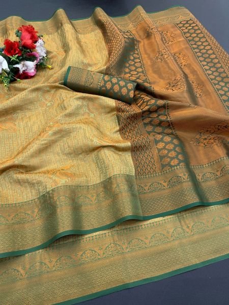 Woven Kanjivaram Soft Silk Copper Rich Pallu Saree Daily Deals