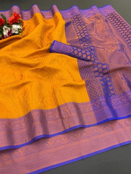 Woven Kanjivaram Soft Silk Copper Rich Pallu Saree Daily Deals