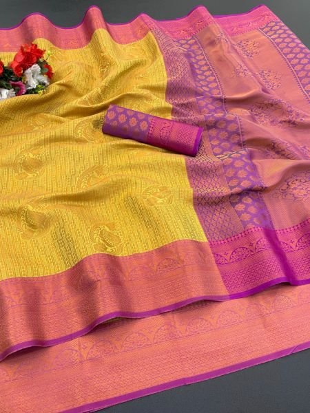 Woven Kanjivaram Soft Silk Copper Rich Pallu Saree Daily Deals