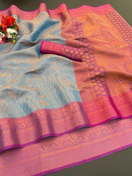 Woven Kanjivaram Soft Silk Copper Rich Pallu Saree Daily Deals