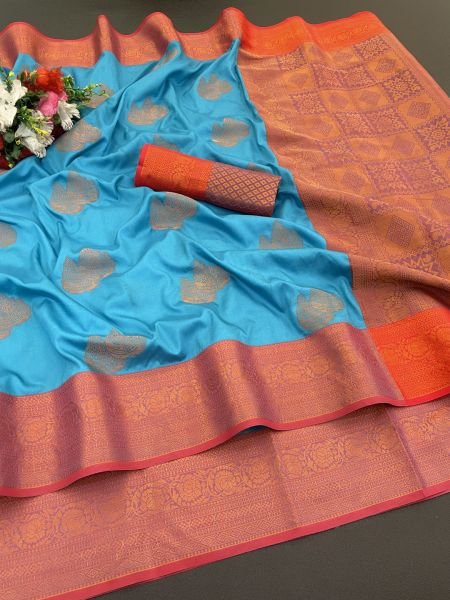 Woven Kanjivaram Soft Silk Copper Rich Pallu Saree Daily Deals