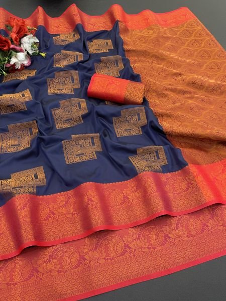 Woven Kanjivaram Soft Silk Copper Rich Pallu Saree Daily Deals