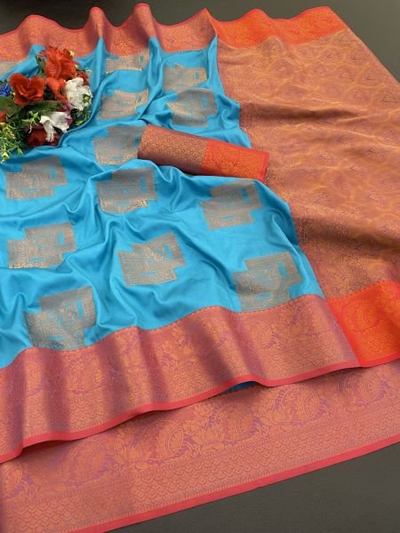 Woven Kanjivaram Soft Silk Copper Rich Pallu Saree Daily Deals